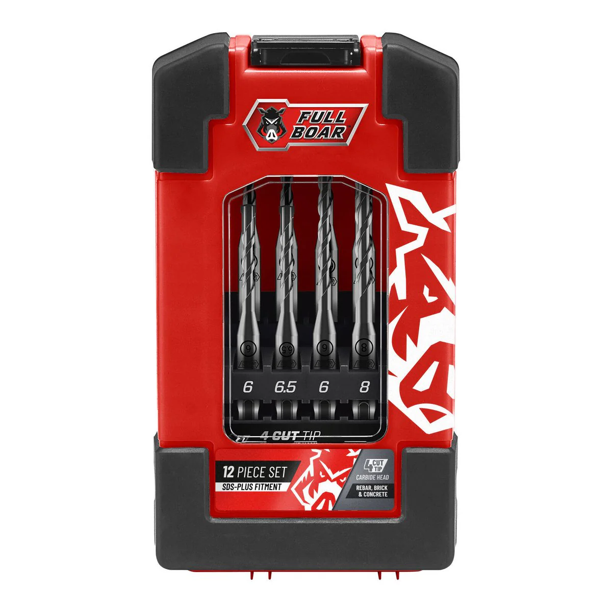 Full Boar SDS-Plus Drill Bit Set - 12 Piece - Carbide - Concrete Use - Image 3
