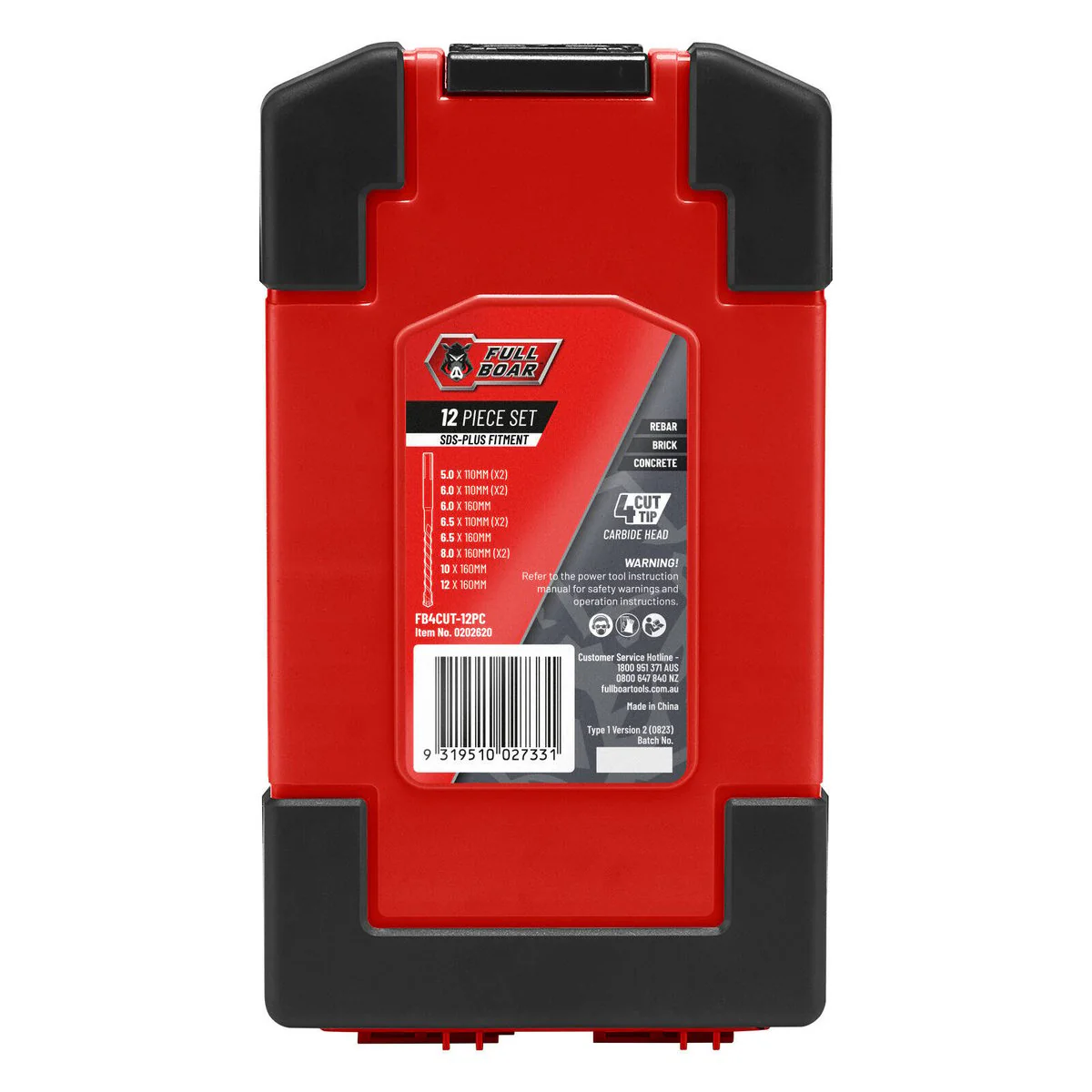 Full Boar SDS-Plus Drill Bit Set - 12 Piece - Carbide - Concrete Use - Image 4