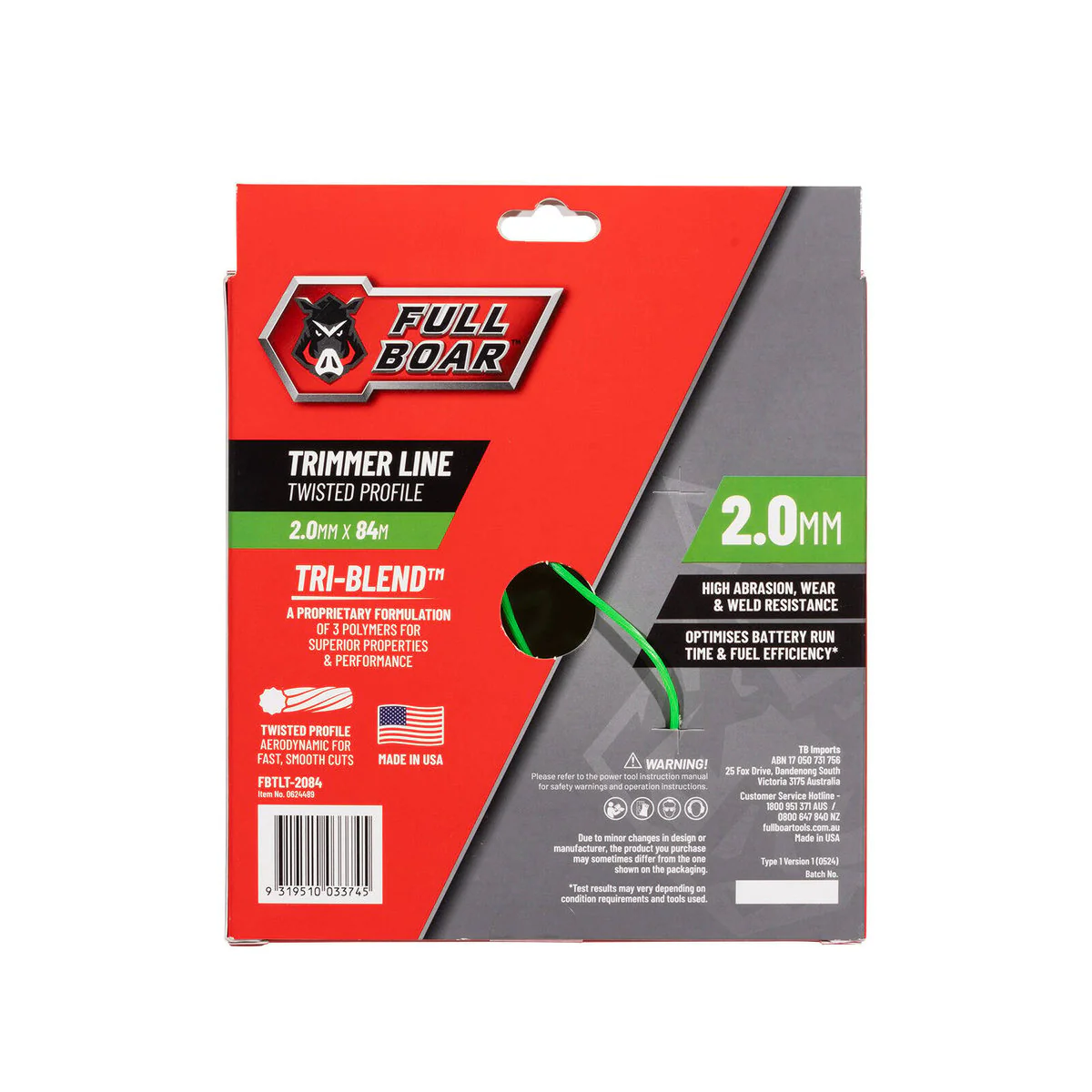 Full Boar Trimmer Line 2.0mm x 84m - Twisted Profile - Durable & Efficient - Image 2
