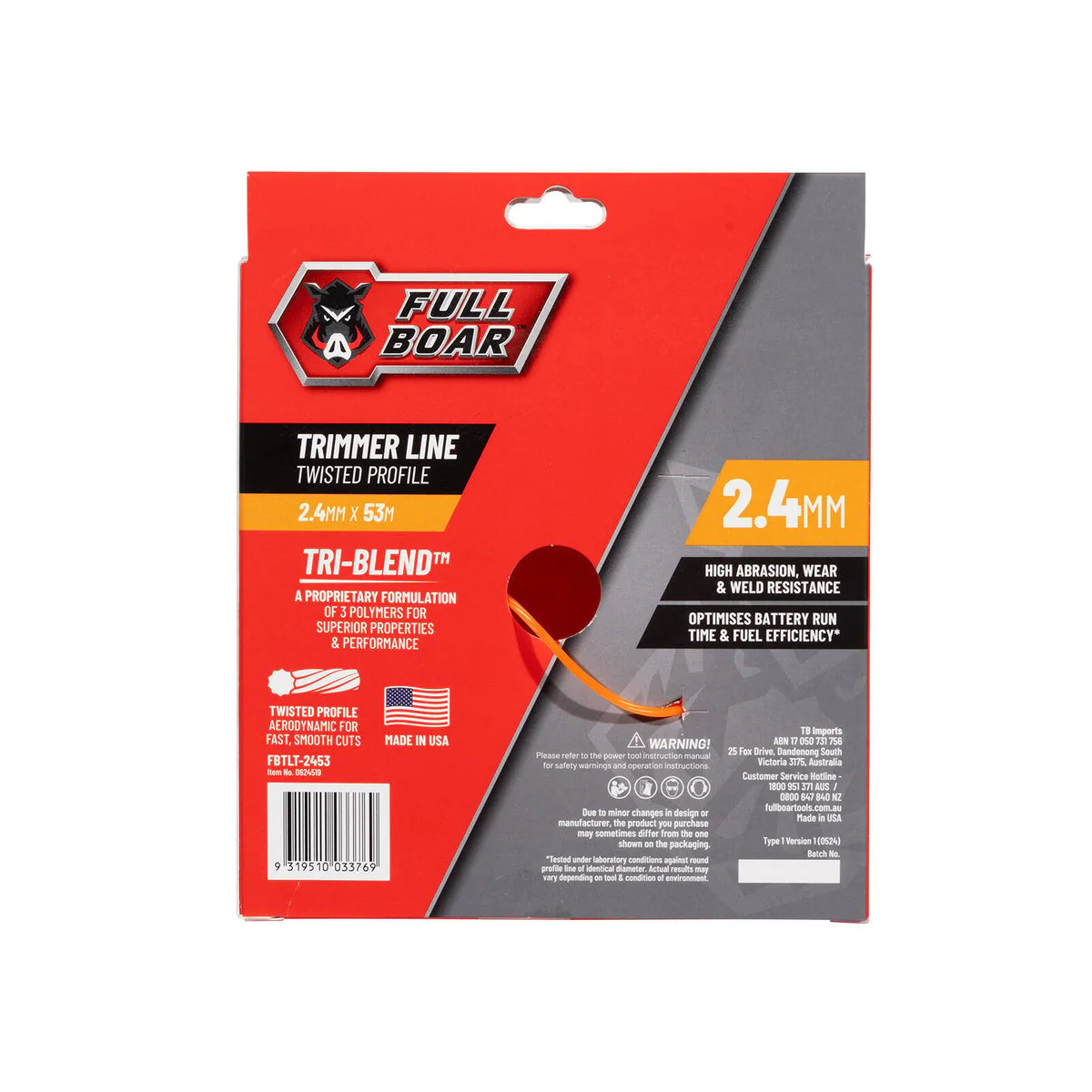 Full Boar Trimmer Line 2.4mm x 53m - Twisted Profile - Durable & Efficient - Image 2