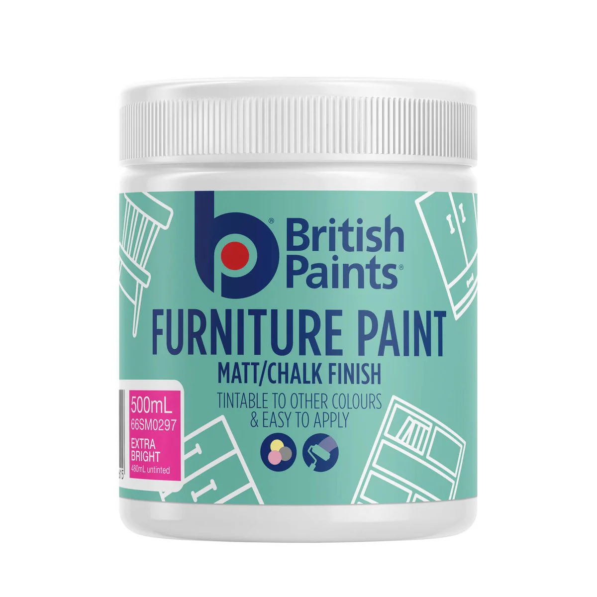 Furniture Paint Extra Bright Base - 500ml - Matt/Chalk Finish - Easy Application