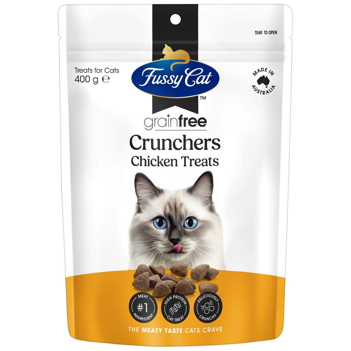 Fussy Cat 400g Chicken Crunchers Cat Treats - Grain-Free - High Protein
