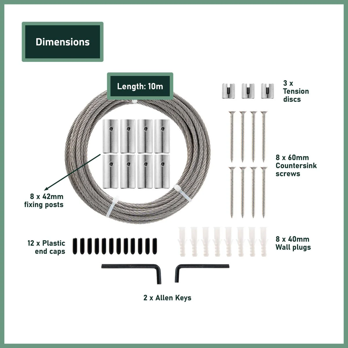 Garden Zen 10m Non Tensioned Wire Wall Plant Trainer Kit - 316 Stainless Steel - Durable Outdoor Support - Image 2