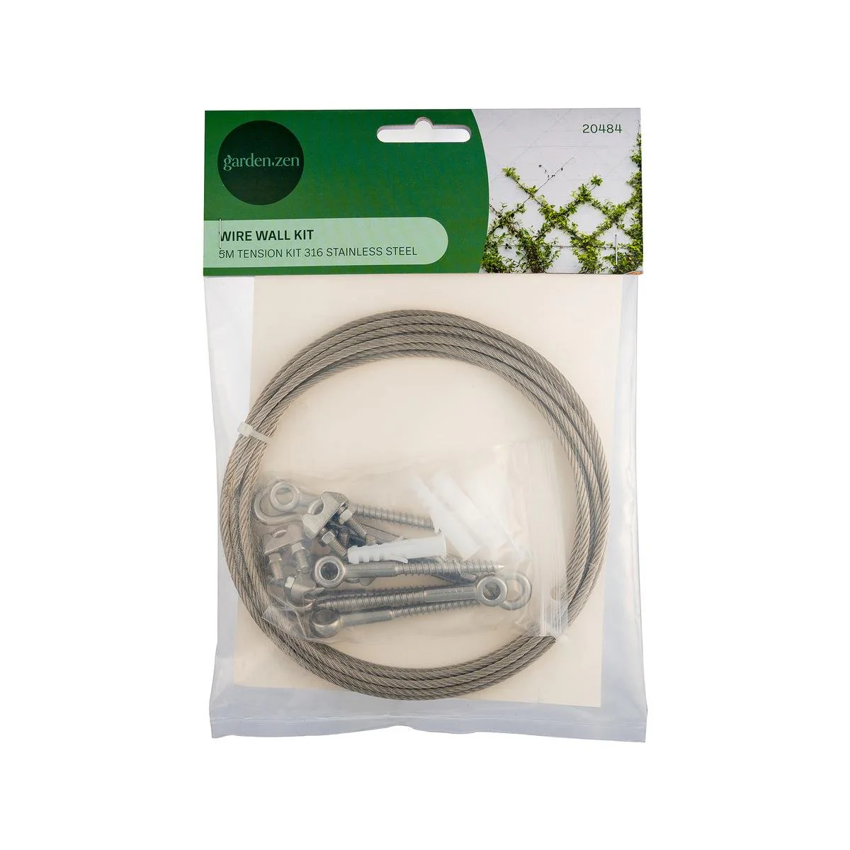 Garden Zen 5m Tensioned Wire Wall Plant Trainer Kit - Stainless Steel - Durable Support