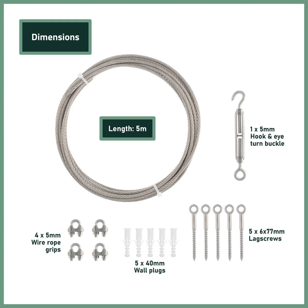 Garden Zen 5m Tensioned Wire Wall Plant Trainer Kit - Stainless Steel - Durable Support - Image 3