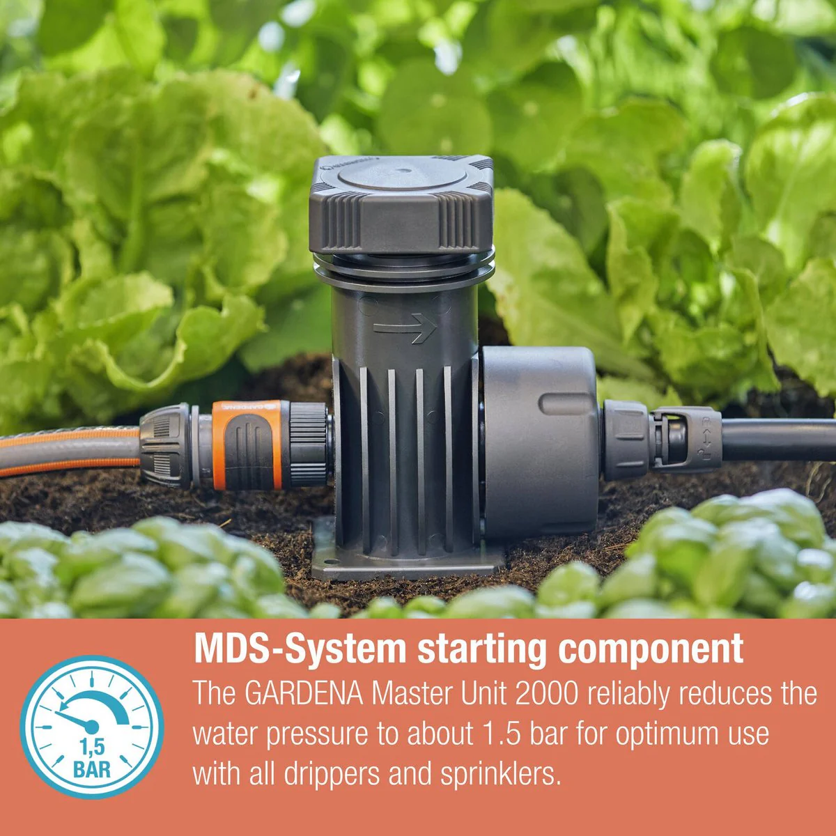 Gardena Micro Irrigation Master Unit 2000 - 4.6mm Supply Pipe - Black - 2000L/h - Image 3