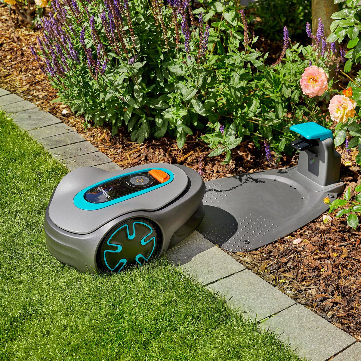 Gardena Sileno Minimo 500 Robotic Lawnmower - 500m² - Grey/Black/Turquoise - Autonomous Mowing - Image 4