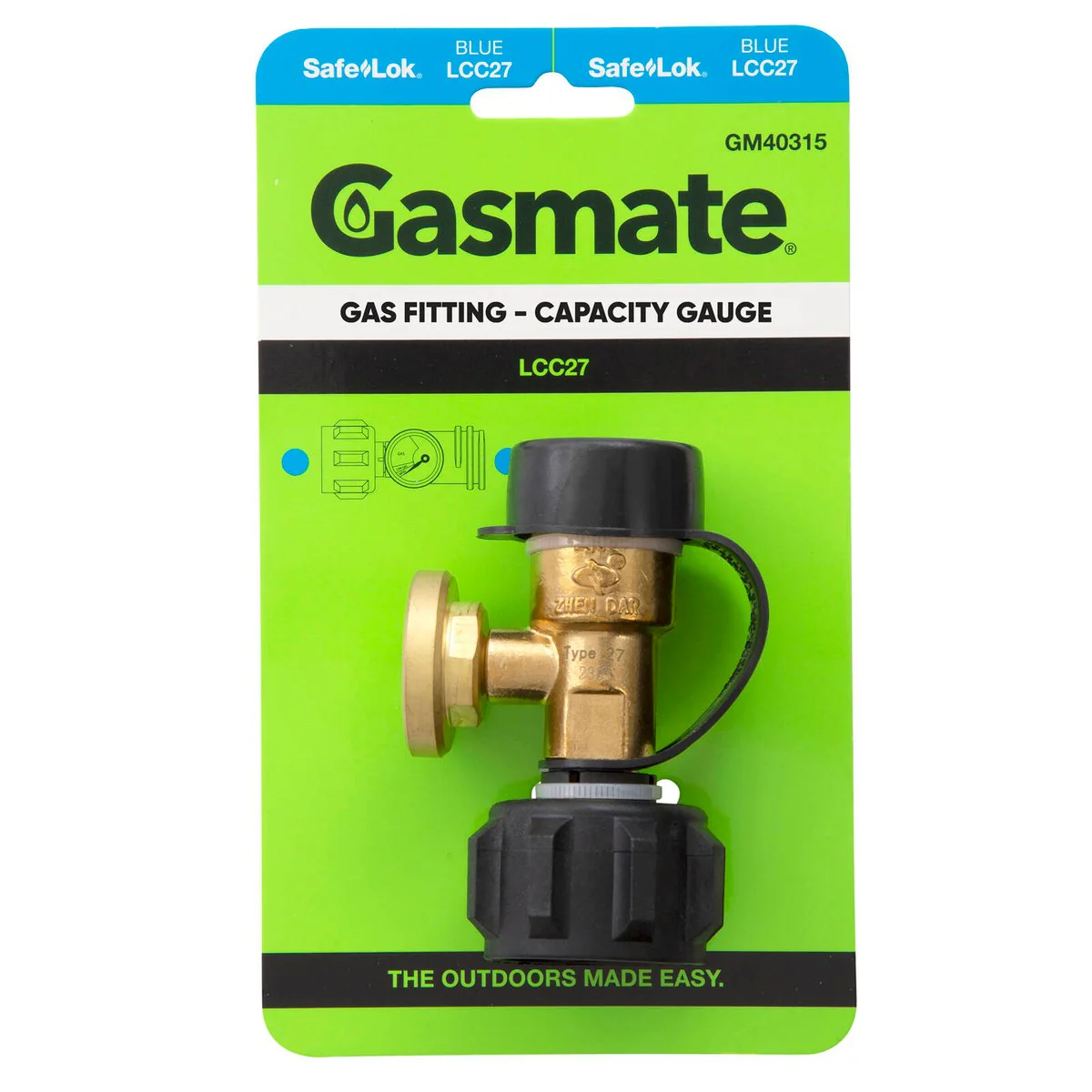 Gasmate Adaptor Capacity Gauge - 48mm x 92mm x 59mm - Durable Brass/Nylon - Fuel Level Monitoring
