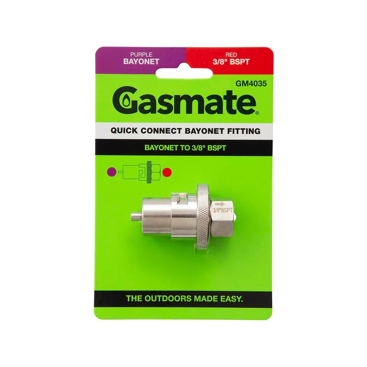 Gasmate Bayonet to 38 BSPT Quick Connect Fitting - Brass - 35mm x 60mm