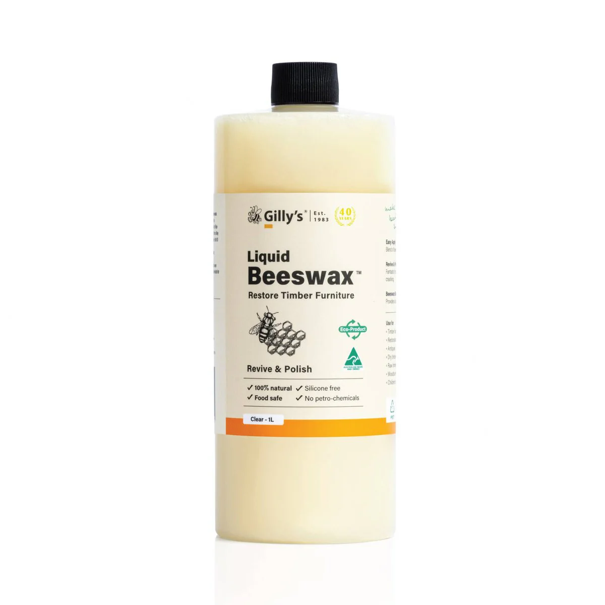 Gilly S Liquid Beeswax - 1L - Clear - Timber Polish for Soft & Hardwoods