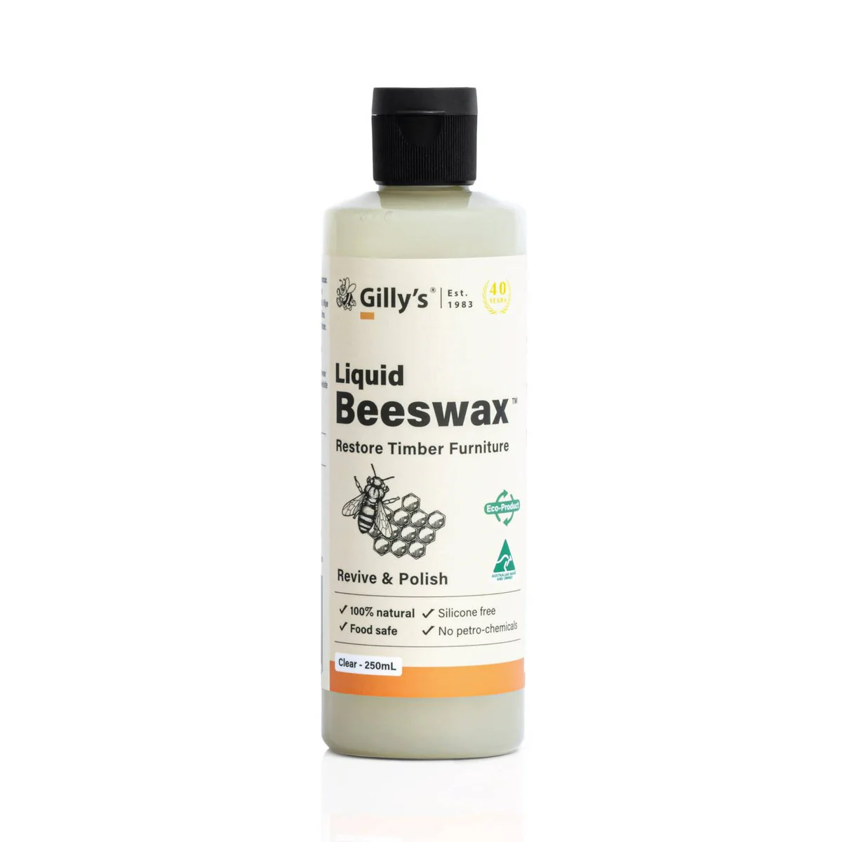 Gilly S Liquid Beeswax - 250ml - Natural Timber Polish - Food Safe