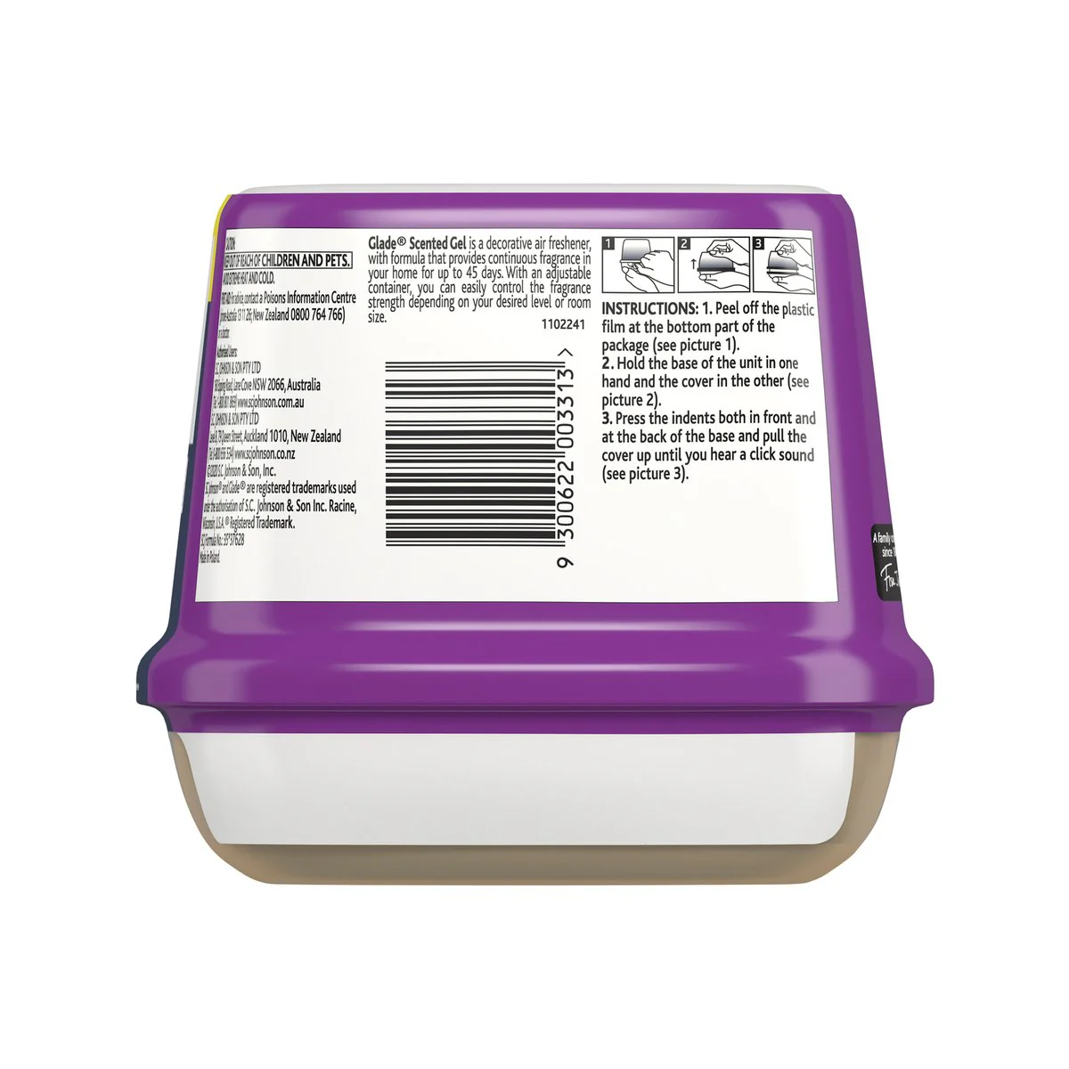 Glade Gel Air Freshener Lavender - 180g - 105mm x 94mm x 68mm - Odour Control - Image 2