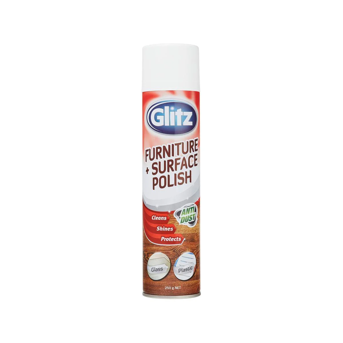 Glitz Furniture Polish 250g Aerosol Can - Cleans Shines Restores