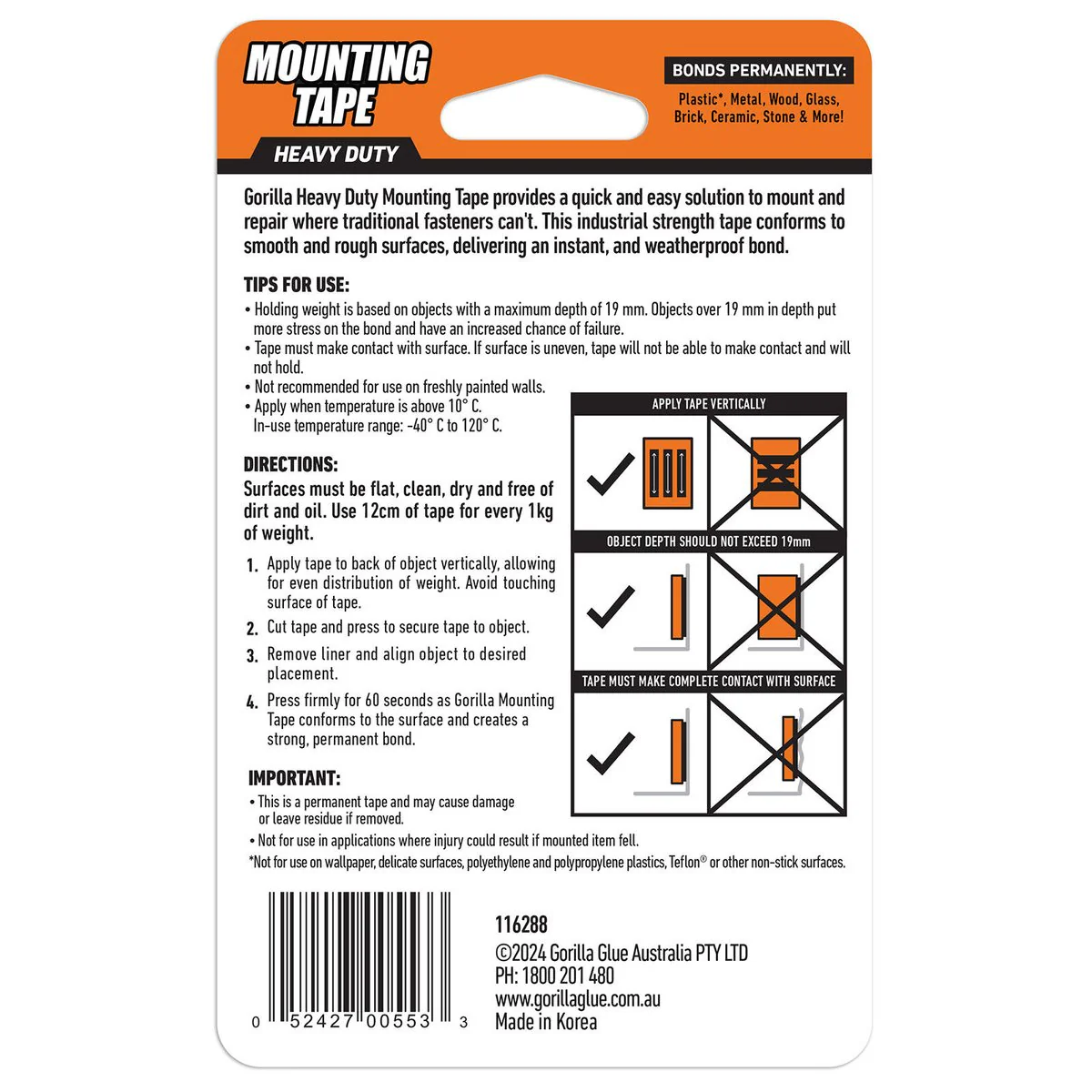 Gorilla Heavy Duty Mounting Tape - 1.5m - Tape - Weatherproof - Image 3