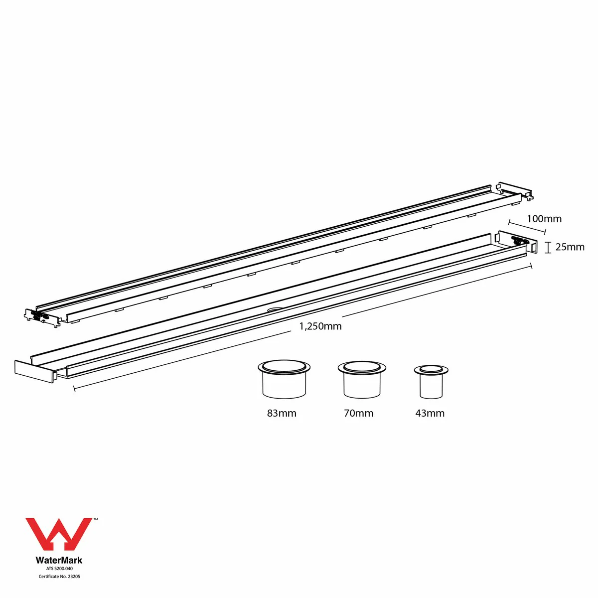 Grates 2 Go Tile Insert Shower Grate - 1250mm - UPVC - Modular Kit - Image 2