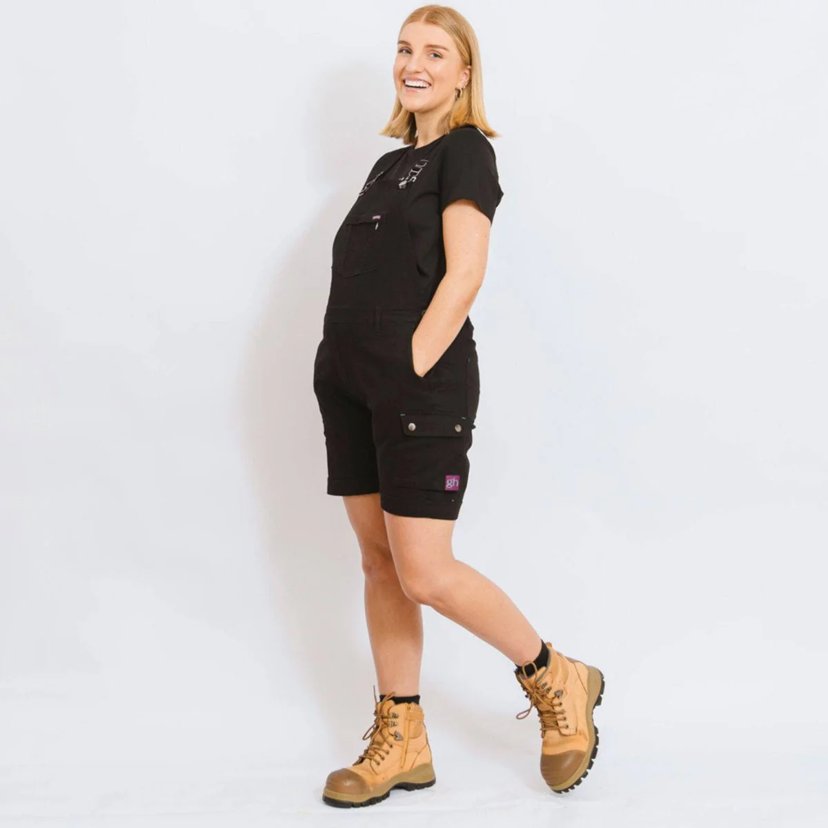 Green Hip All Women Shortalls Black Size 16 - Adjustable Waist - UPF 50+ - Image 4