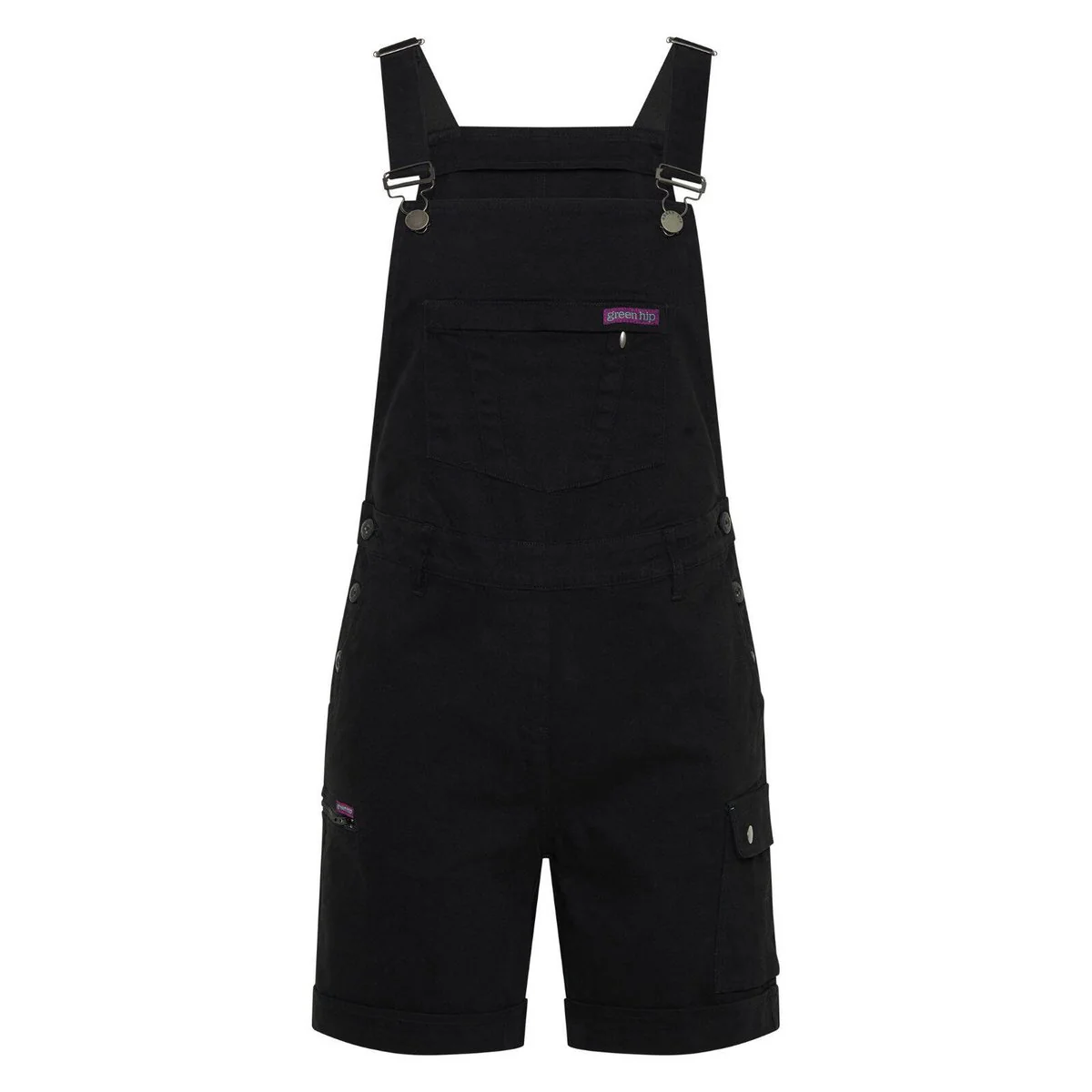 Green Hip All Women Shortalls - Size 12 - Black - Adjustable Waist - Cargo Pocket