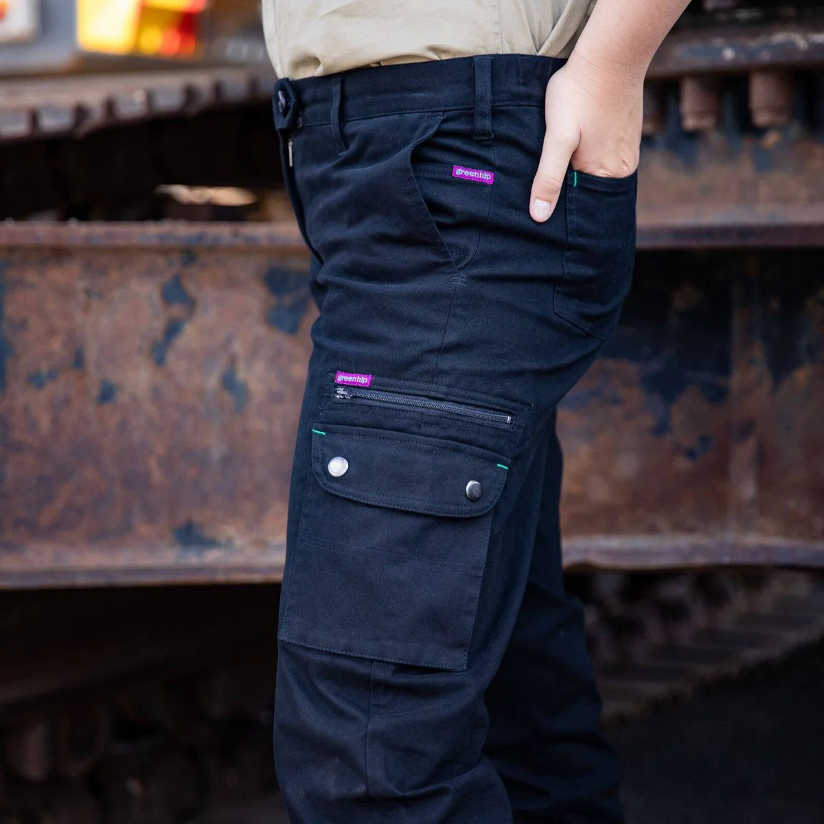 Green Hip Give Cargo Pants - Women's Cargo Pants Size 12 - Black - Adjustable Length - UPF 50+ Sun Protection - Image 5
