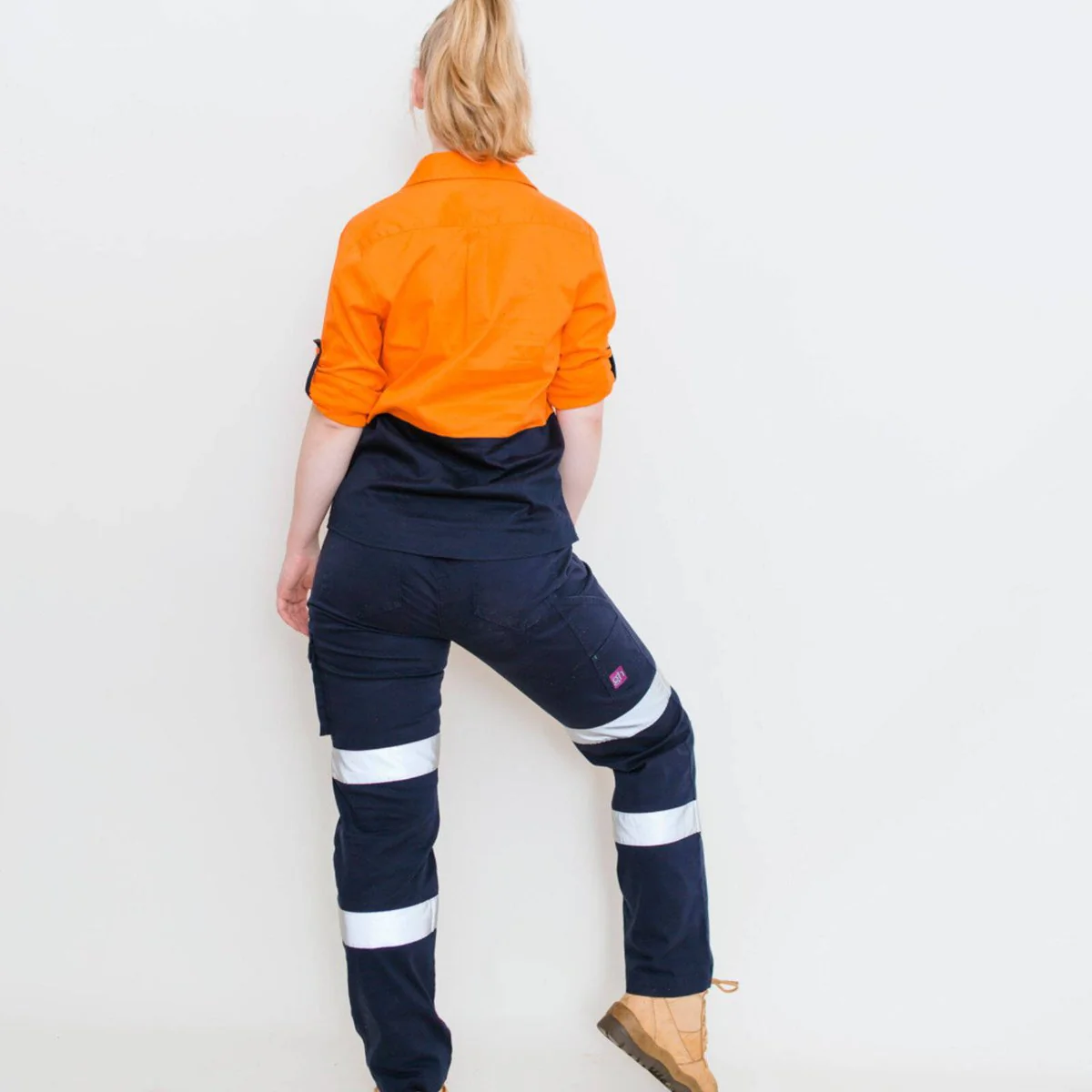 Green Hip Long Sleeve Hi-Vis Shirt - Size 14 - Orange Blue - UPF 50+ Protection - Image 3
