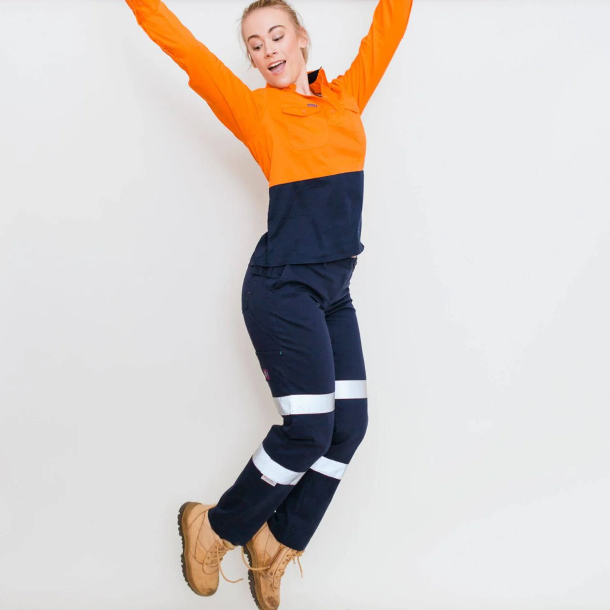 Green Hip Long Sleeve Hi-Vis Shirt - Size 20 - Orange/Blue - UPF 50+ Sun Protection - Image 2
