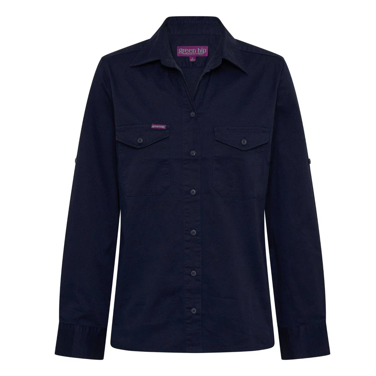 Green Hip Long Sleeve Shirt - Size 6 - Navy Blue - UPF 50+ Sun Protection