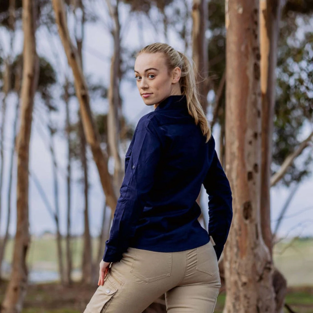 Green Hip Long Sleeve Shirt - Women's Size 10 - Navy Blue - UPF 50+ Sun Protection - Image 3