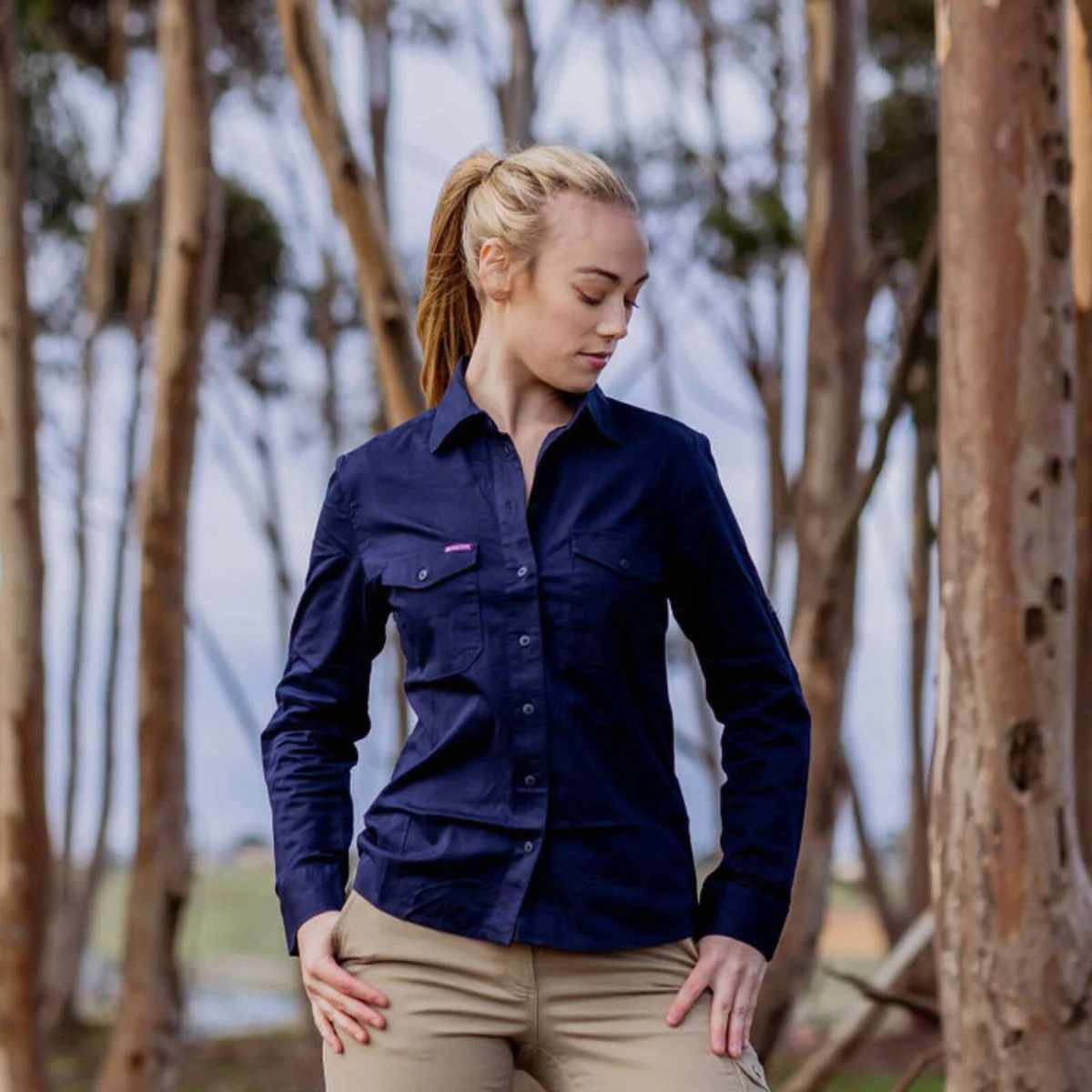 Green Hip Long Sleeve Shirt - Women's Size 10 - Navy Blue - UPF 50+ Sun Protection - Image 5