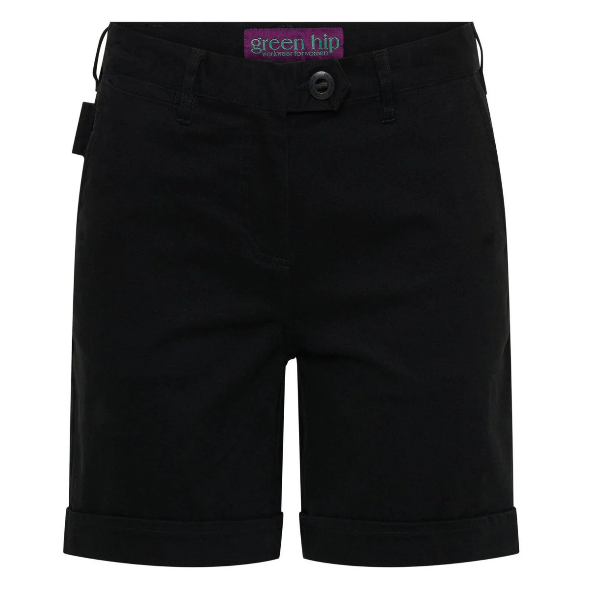 Green Hip Original Shorts Black Size 16 - High-Waisted - UPF 50+ Protection - Cotton-Stretch Blend