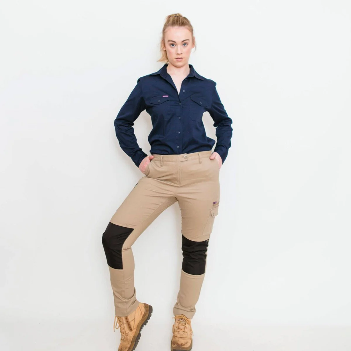 Green Hip Skinny Flex Pants - Khaki - Size 18 - High Rise - Adjustable Length - Utility Pockets - UPF 50+ - Image 2