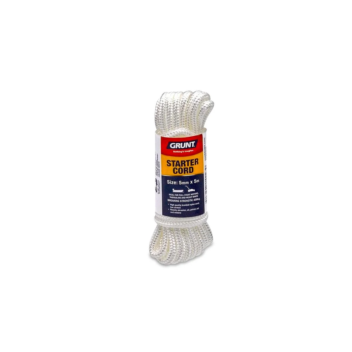 Grunt 5mm Starter Cord - White Nylon - Durable - UV Protected