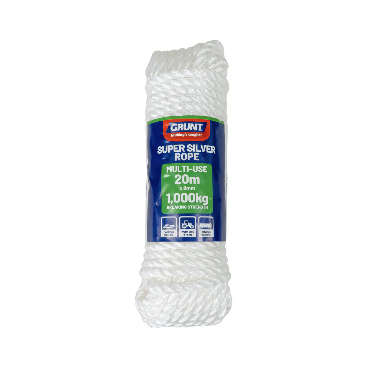 Grunt 8mm Super Silver Rope 20m Polypropylene High Strength