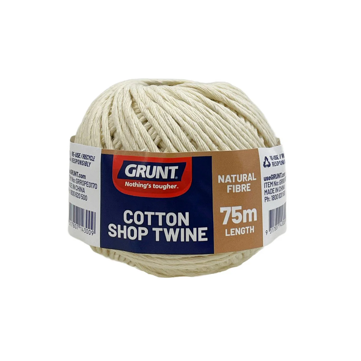 Grunt Cotton Shop Twine - 75m Natural Fibre - Ideal for DIY Gardening