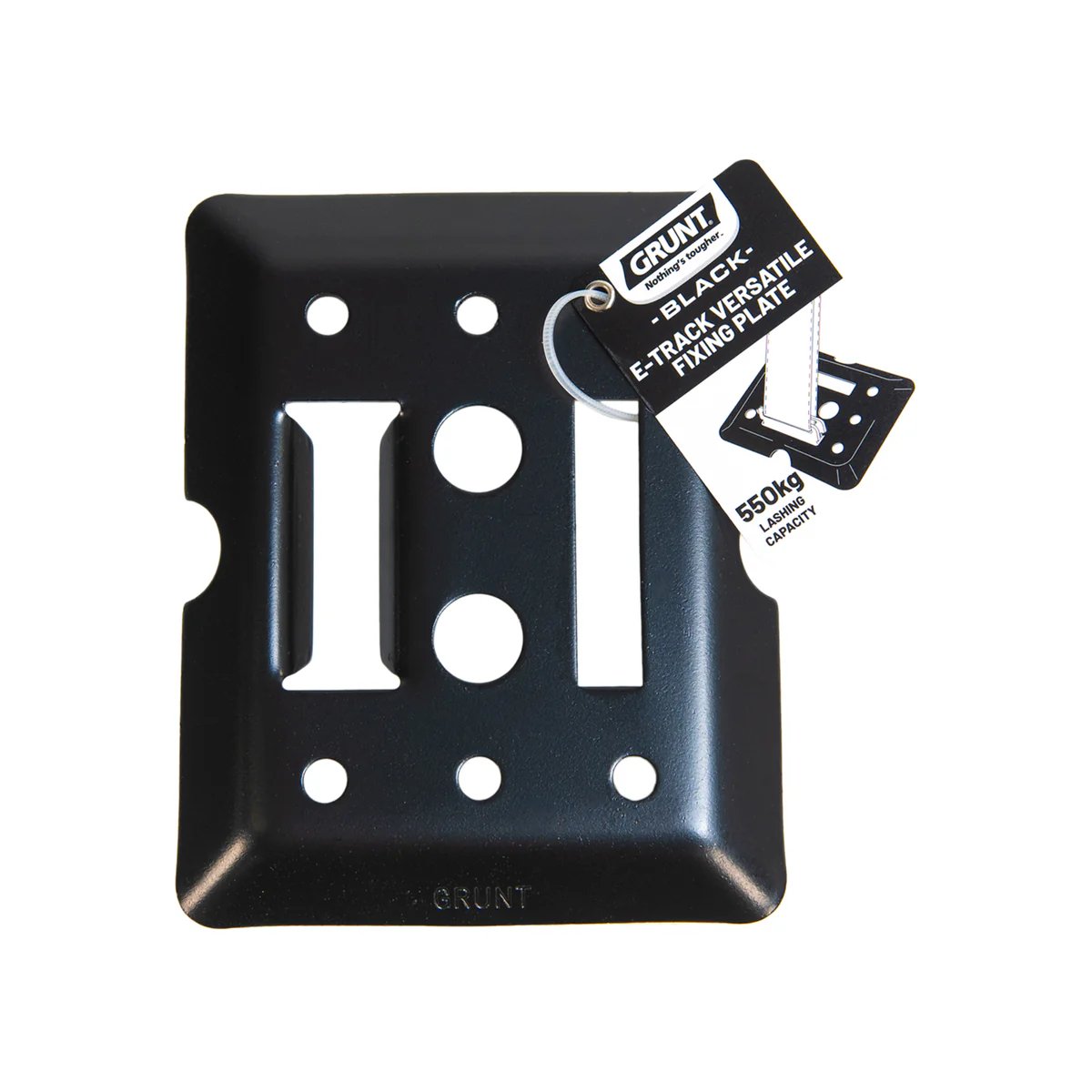 Grunt E Track Versatile Fixing Plate - 130mm x 14mm x 160mm - Black - 550kg Capacity - Image 2