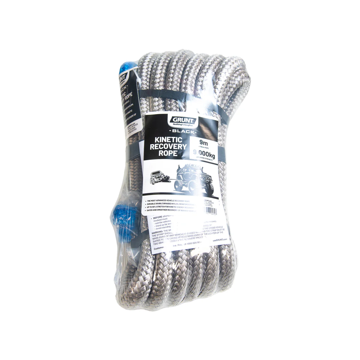 Grunt Kinetic Nylon Recovery Rope 8000kg 19mm x 9m - Durable & Lightweight - Image 2