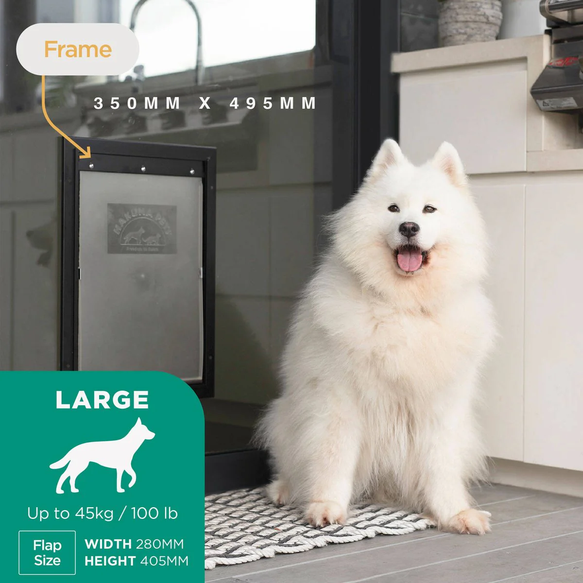 Hakuna Pets Pet Door - 280mm x 405mm - Aluminium - Lockable Slide - Image 2