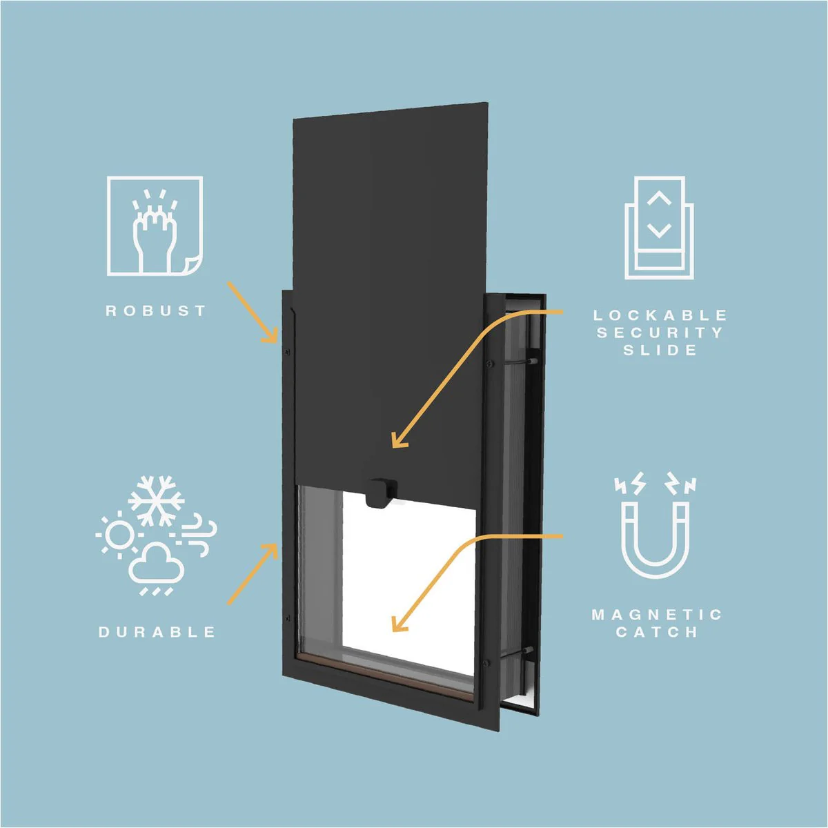 Hakuna Pets Pet Door - 280mm x 405mm - Aluminium - Lockable Slide - Image 3