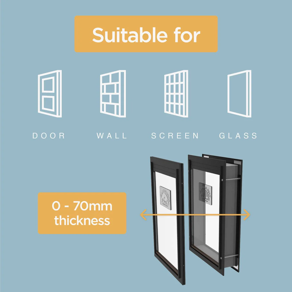 Hakuna Pets Pet Door - 280mm x 405mm - Aluminium - Lockable Slide - Image 5