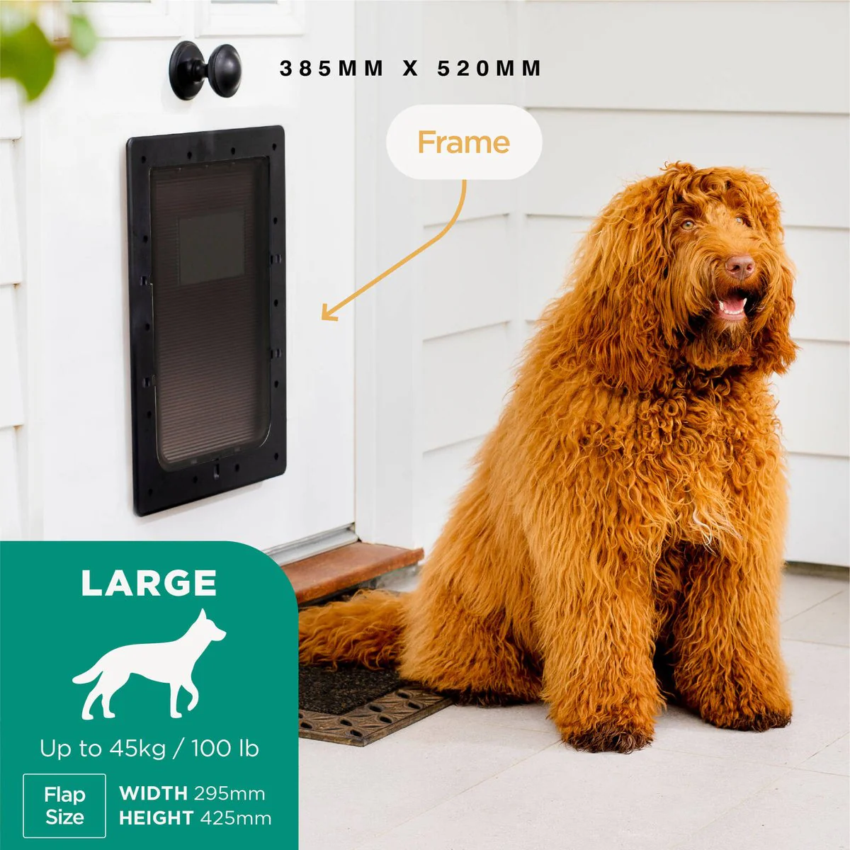 Hakuna Pets Large Black Super Tough Pet Door 295mm x 425mm - Image 2