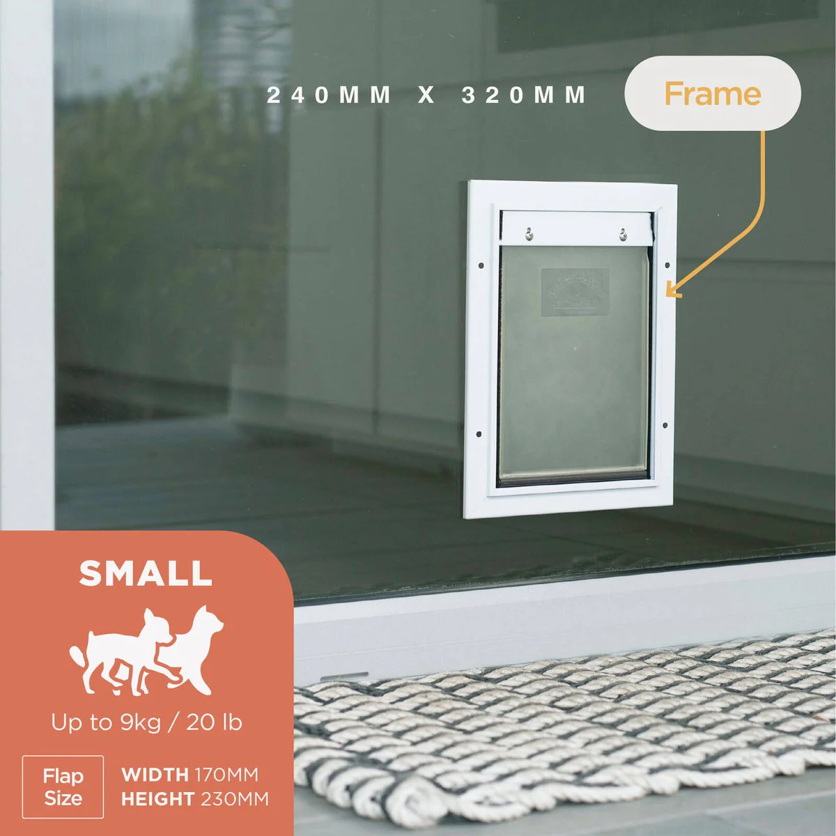 Hakuna Pets Small Pet Door - 170mm x 230mm - Aluminium - Lockable - Image 2