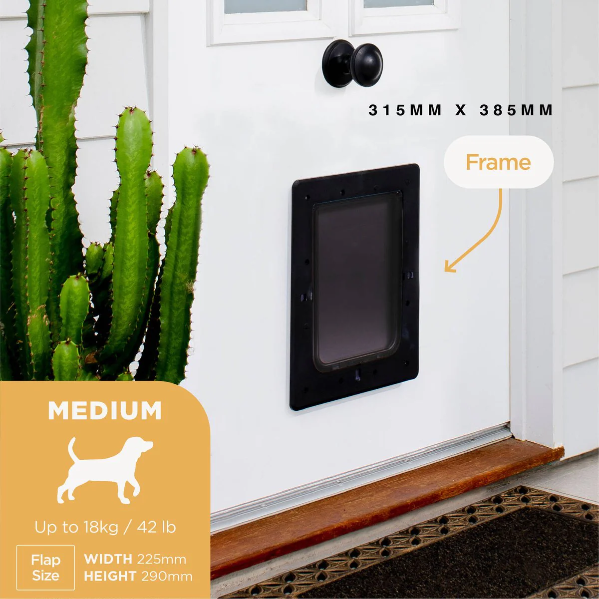Hakuna Pets Medium Black Super Tough Pet Door 225mm x 290mm - Image 2