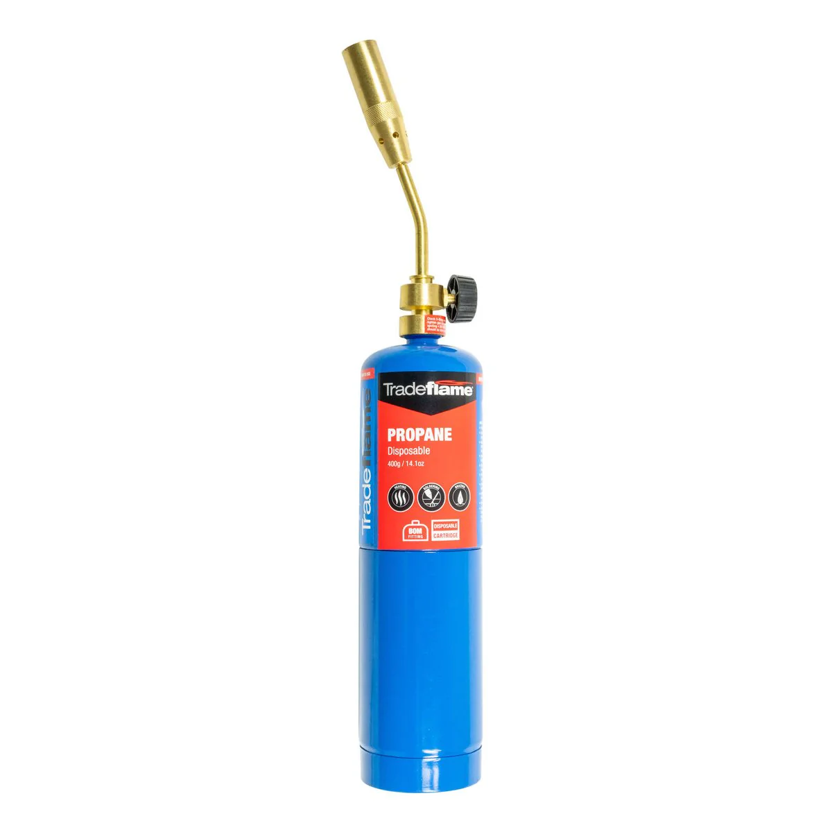 Handyman Blow Torch Kit - Cyclone Flame Burner - 400g Propane Cartridge - Multi-Fuel Compatible - 210mm x 60mm x 60mm