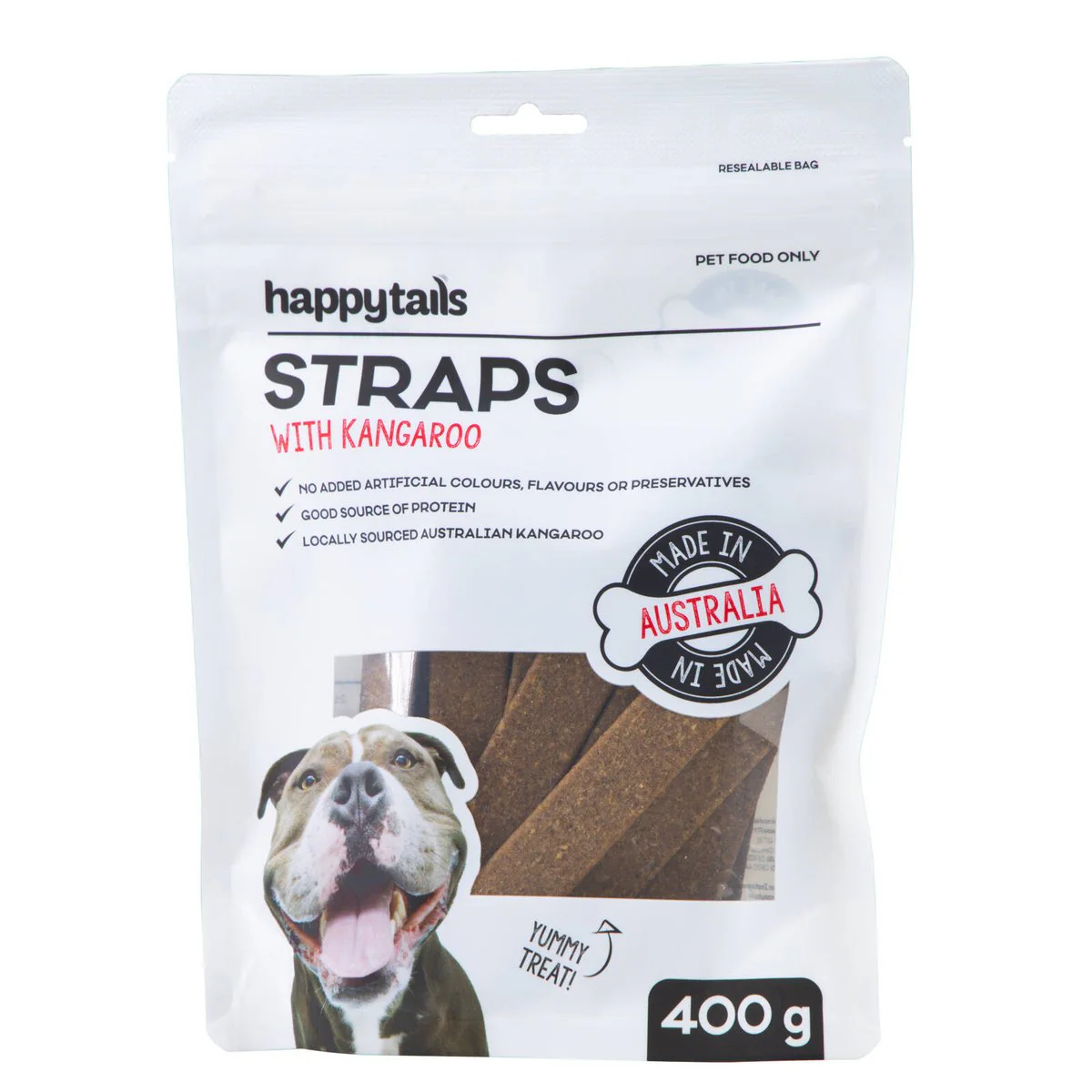 Happy Tails Kangaroo Dog Treats - 400g Straps - High Protein - Natural Ingredients