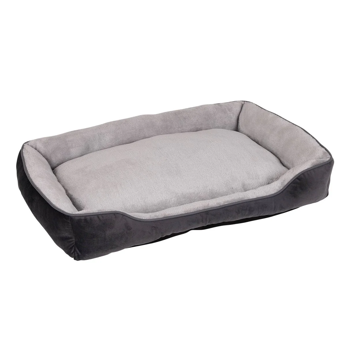 Happy Tails Large Grey Lounger Bed 90 x 60 cm - Plush Comfort for Pets