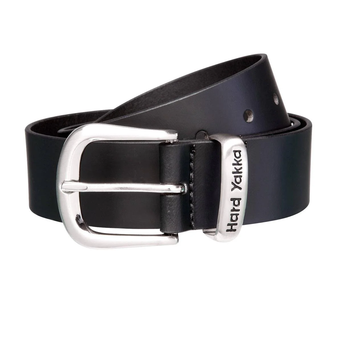 Hard Yakka Black Leather Brass Buckle Belt Size 92 - Durable - Adjustable Fit - 38mm Width