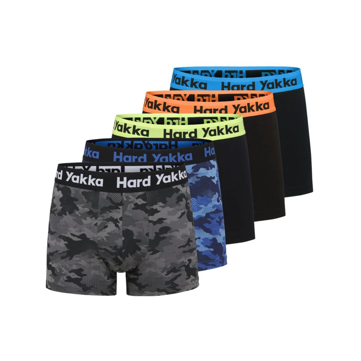 Hard Yakka Cotton Trunks 5 Pack 2XL - Black Camo - Comfortable & Breathable