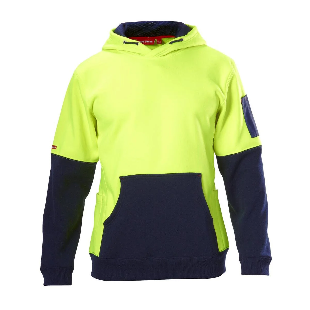 Hard Yakka Hi Vis Hoodie 2XL - Yellow/Navy - Brushed Fleece - Pockets