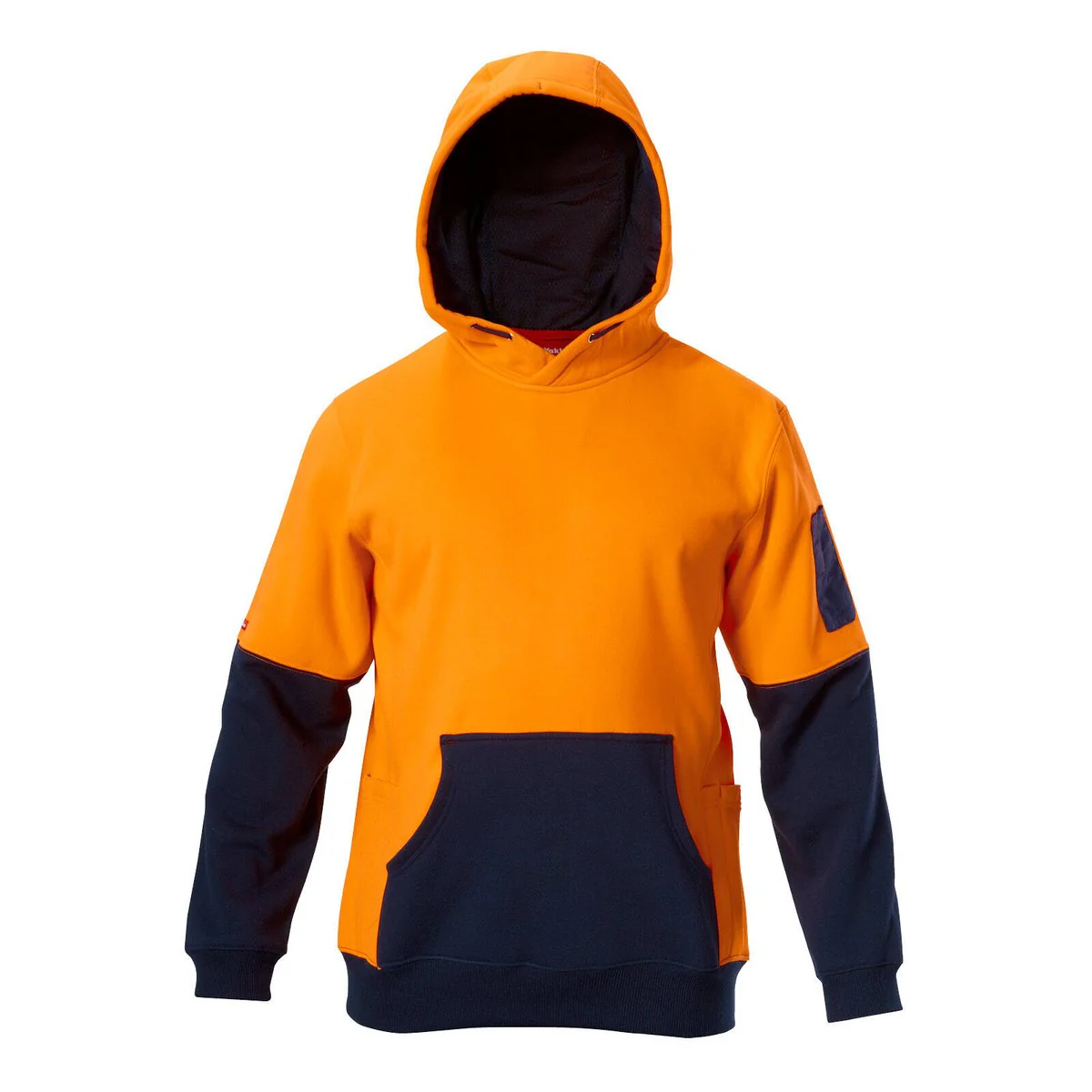 Hard Yakka Hi Vis Hoodie L - Orange Navy - Brushed Fleece - Pockets - Image 4