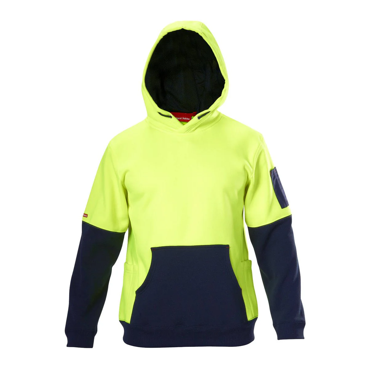 Hard Yakka Hi Vis Hoodie L - Yellow Navy - Brushed Fleece - Pockets - Image 3
