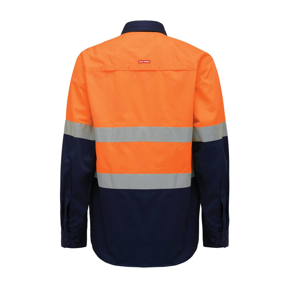 Hard Yakka Hi Vis Taped Long Sleeve Shirt S - Orange Navy - Breathable - Image 3