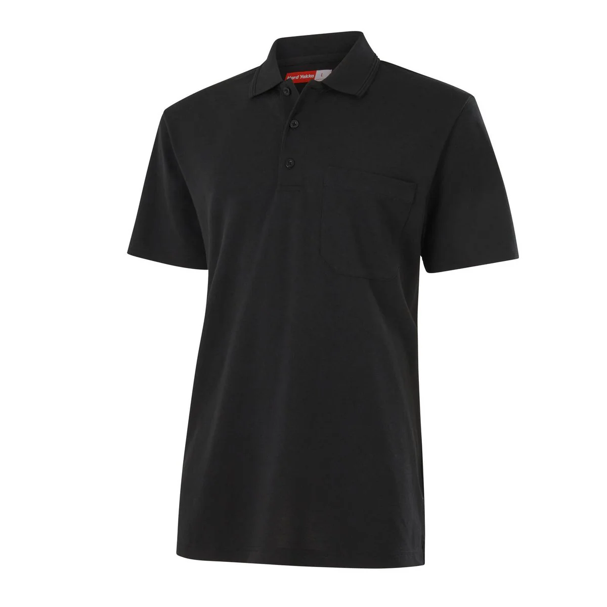 Hard Yakka Men’s Short Sleeve Polo L - Black - Durable Cotton - Regular Fit - Image 2